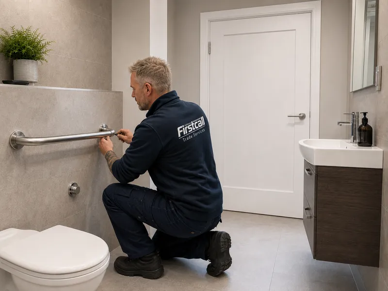 Firstcall engineer fitting a grab rail adaptation