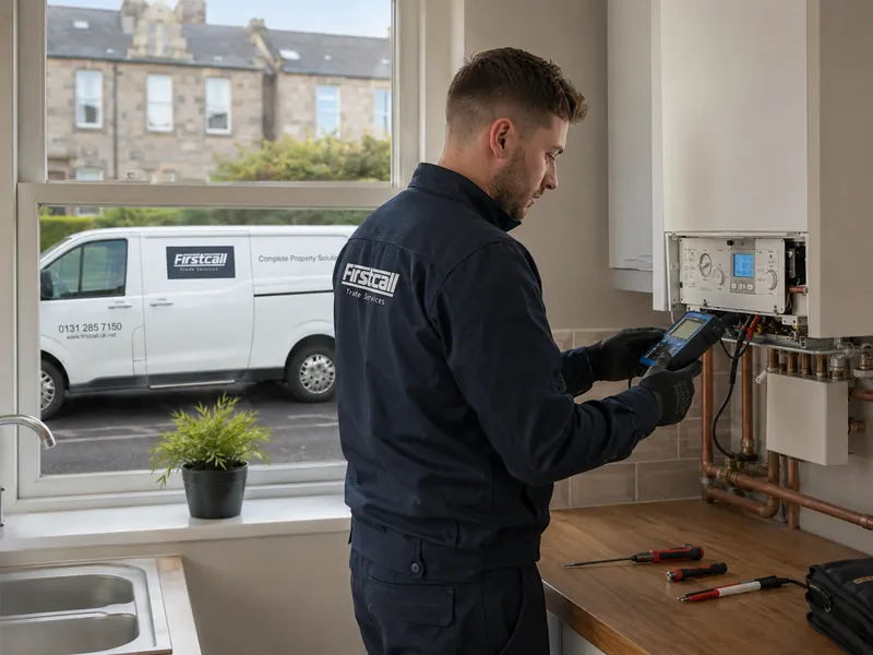 Firstcall engineer servicing a gas boiler